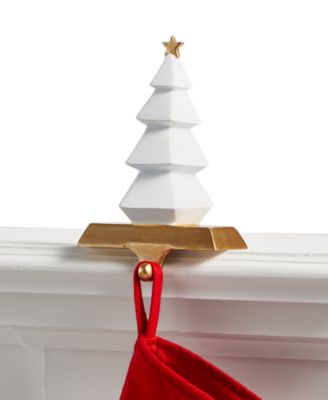 Holiday Lane - White Tree with Gold Star Stocking Holder