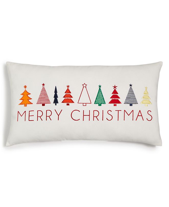 Holiday Lane ''Merry Christmas'' Trees 22'' x 12'' Pillow, Created for Macy's & Reviews