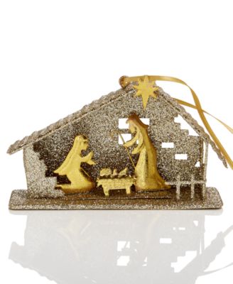 Holiday Lane - Joy To The World Glitter Nativity Scene Ornament Created For Macy's