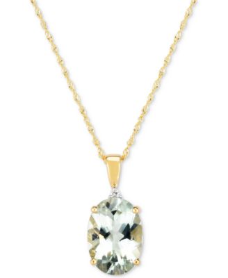 Macy's - Prasiolite (4-1/2 ct. t.w.) & Diamond Accent 18" Pendant Necklace in 14k Gold (Also in Smoky Quartz)