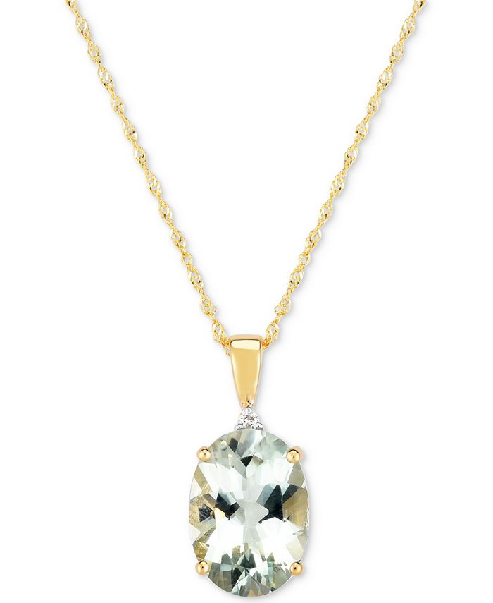 Macy's - Prasiolite (4-1/2 ct. t.w.) & Diamond Accent 18" Pendant Necklace in 14k Gold (Also in Smoky Quartz)