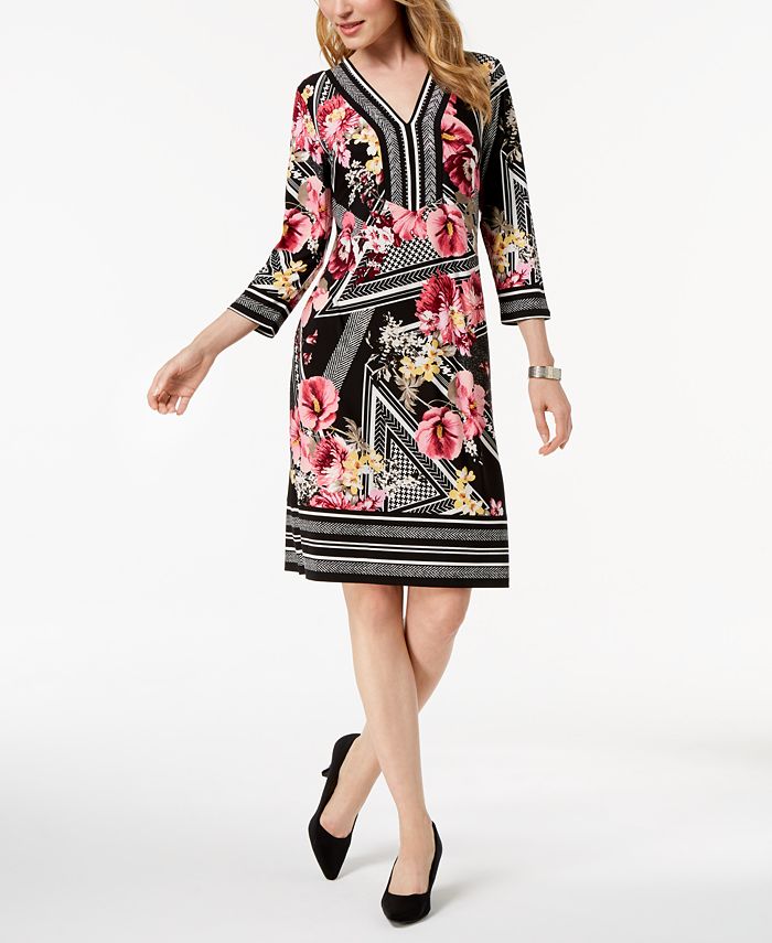 JM Collection MixedPrint Shift Dress, Created for Macy's Macy's