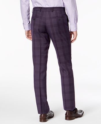 Nick Graham Men\'s Slim-Fit Purple Macy\'s Plaid Dark - Suit