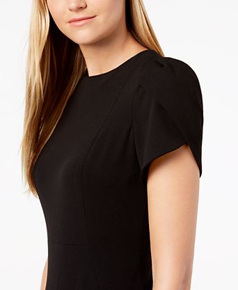 calvin klein black dress macys Bell Sleeve Macy's Dress Calvin Klein Plus Size Illusion-trim Sheath Dress In Black Lyst 25 waist Plus Size Calvin Klein Gown