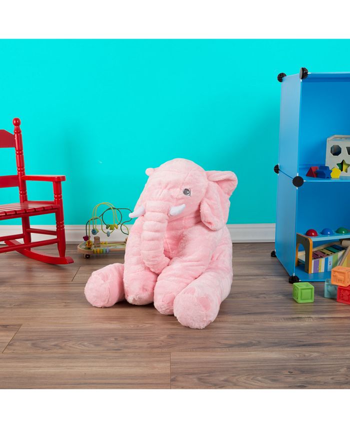 Trademark Global Happy Trails Plush Pink Elephant Stuffed Animal Pillow