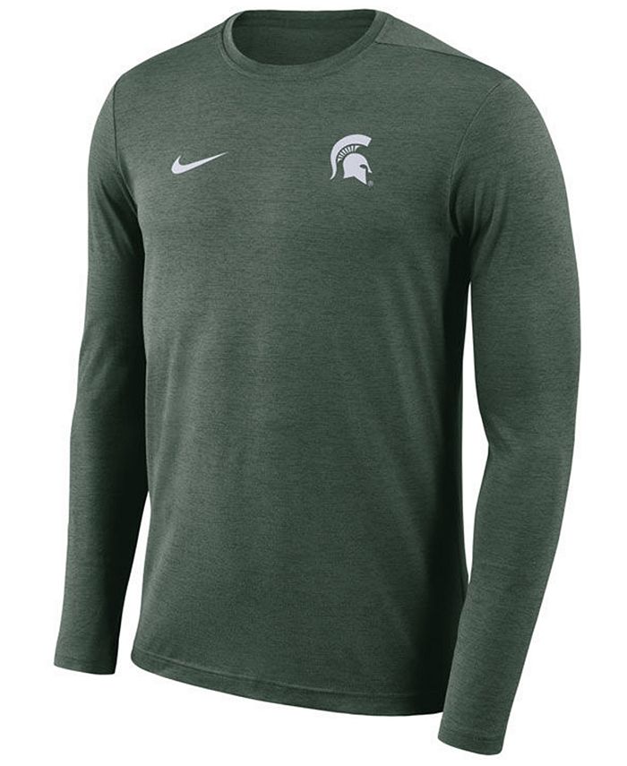 Nike Men's Michigan State Spartans Long Sleeve Dri-Fit Coaches T-Shirt ...