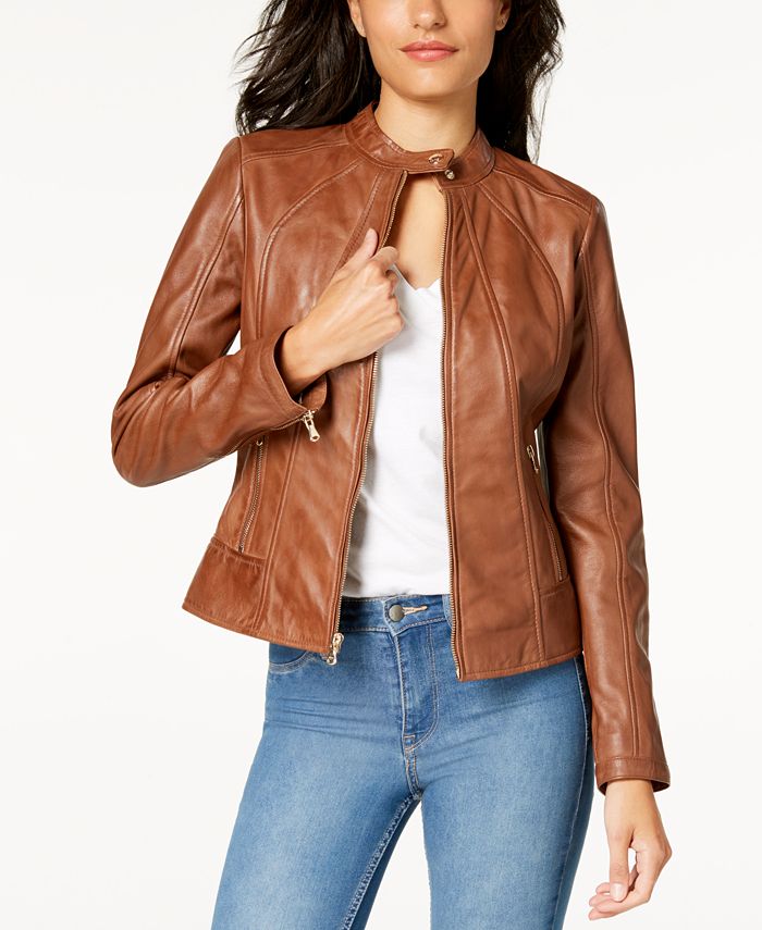 GUESS Leather Moto Jacket - Macy's