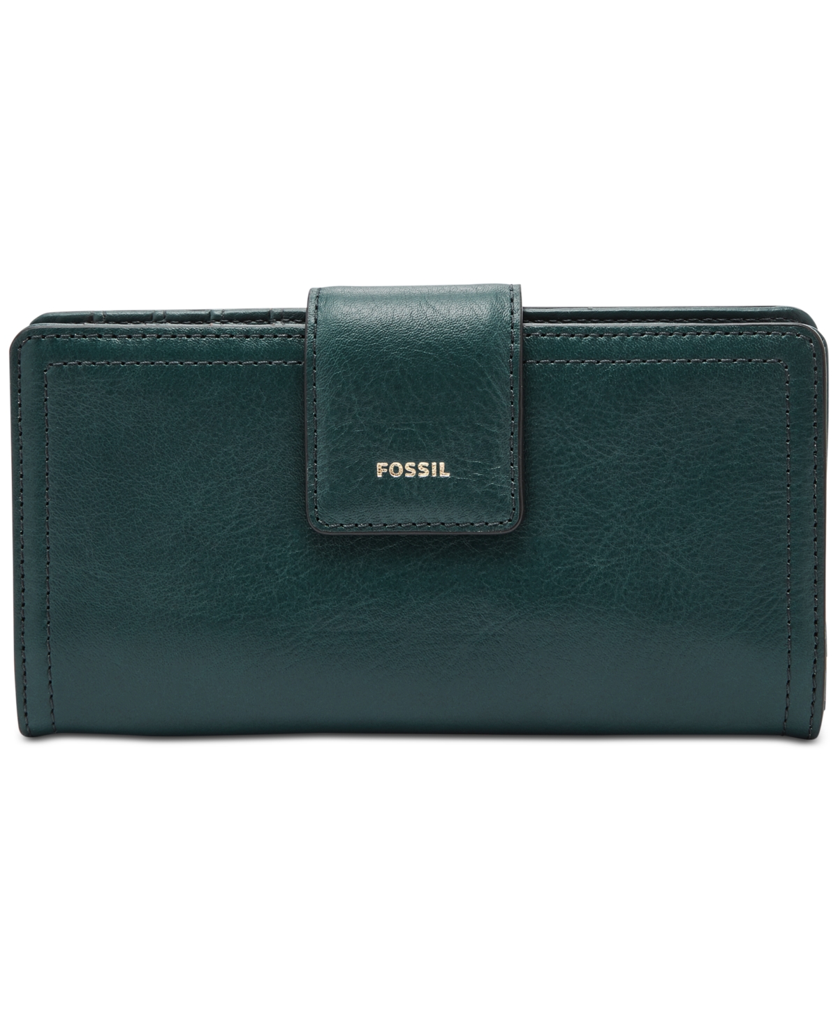 Fossil Logan Leather Rfid Tab Clutch Wallet In Green