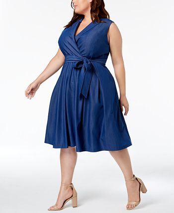 Anne Klein - Plus Size Denim Wrap Dress