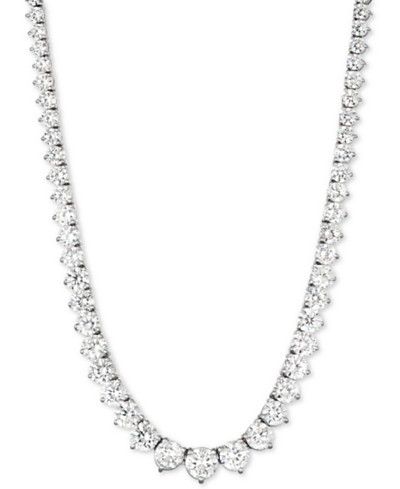 Macy's Diamond Fancy 16-3/4 Collar Tennis Necklace (10 ct. t.w.) in 14k  White Gold - Macy's
