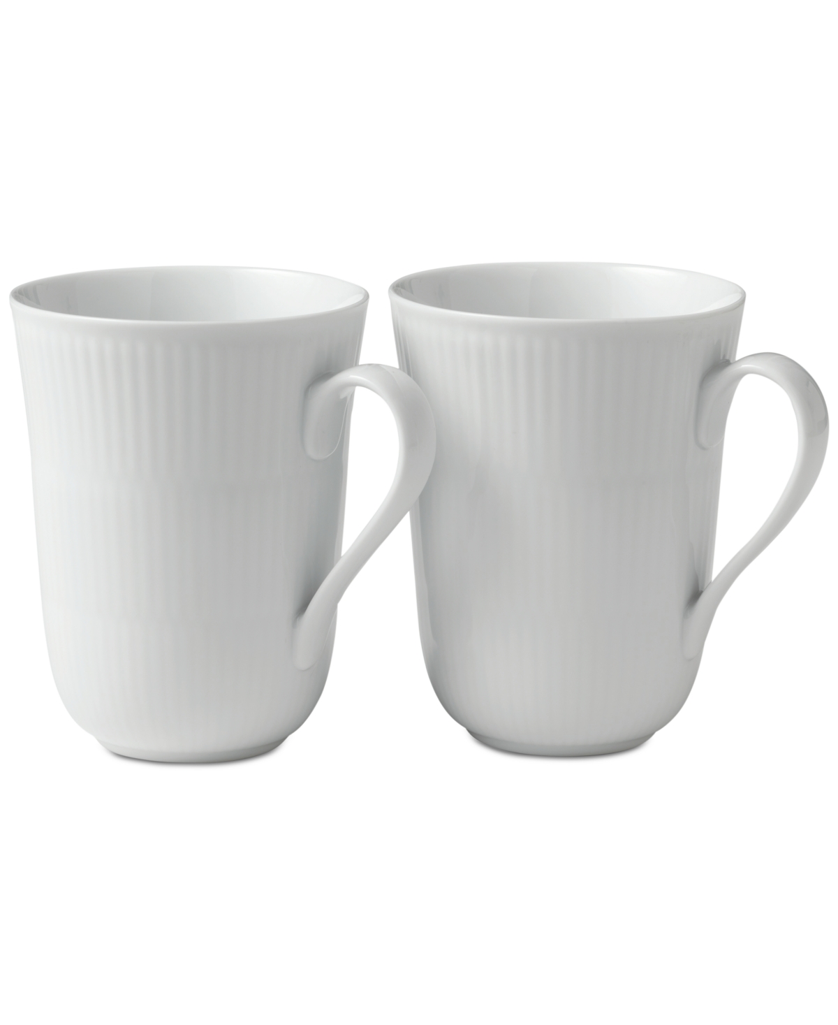 White Fluted Mugs, Set of 2 - White