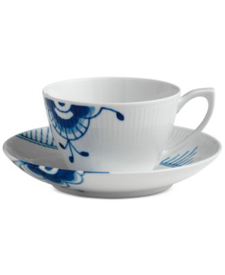 Blue Fluted Mega Teacup & Saucer