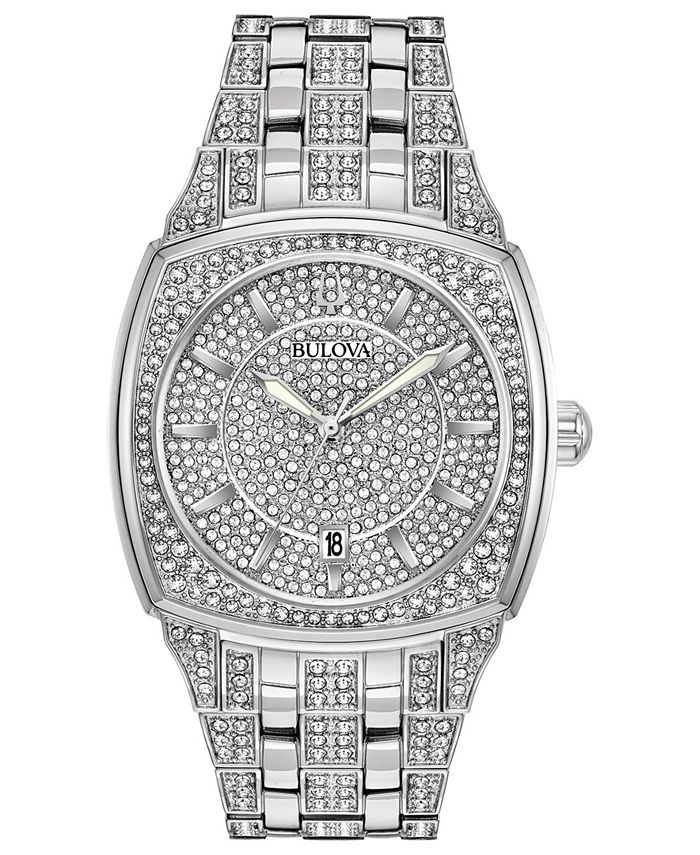 Bulova - Men's Stainless Steel & Crystal-Accent Bracelet Watch 40mm