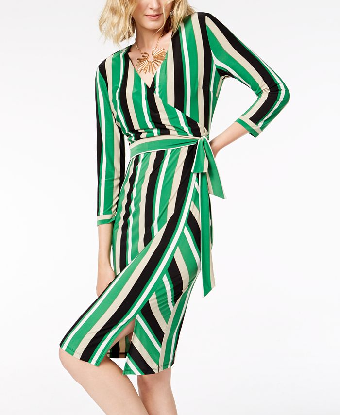 INC International Concepts I.N.C. Petite Striped Midi Wrap Dress ...