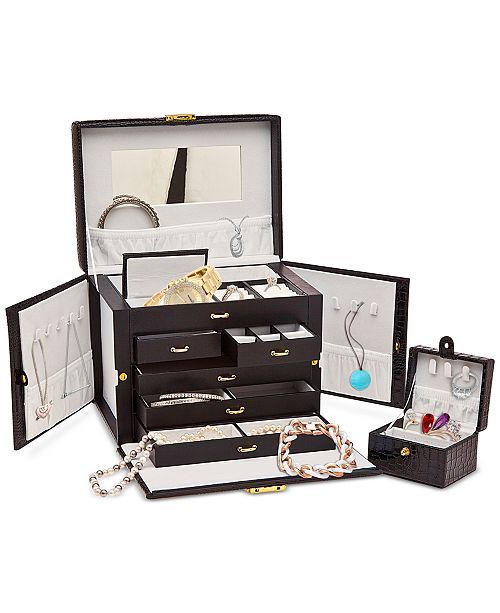 Philip Whitney Godinger Faux Leather Jewelry Box With Mini Travel