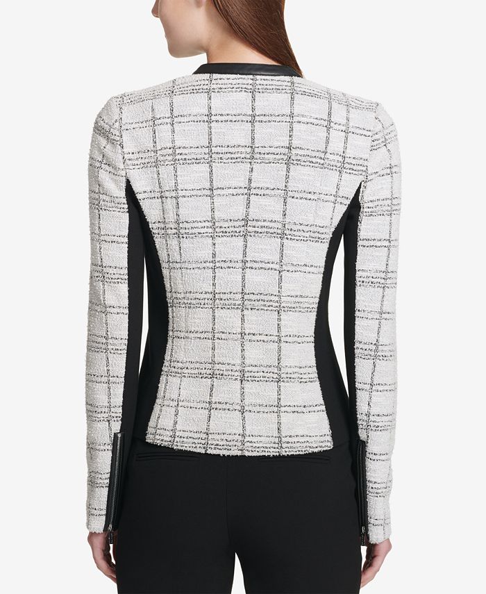Calvin Klein Tweed Moto Jacket - Macy's