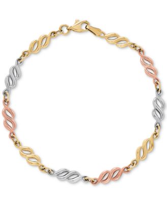 Macy's - Tricolor Fancy Link Bracelet in 14k Gold, White Gold & Rose Gold