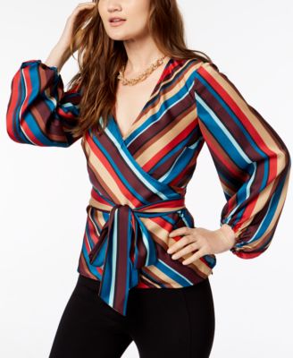 INC International Concepts - Striped Wrap Top, Created for Macy's