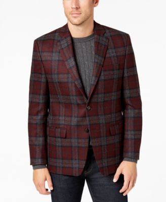 mens burgundy plaid sport coat