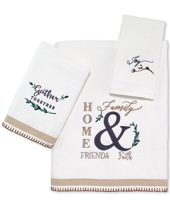 Avanti Modern Farmhouse Embroidered Cotton Bath Towel, 27" x 50" Macy's