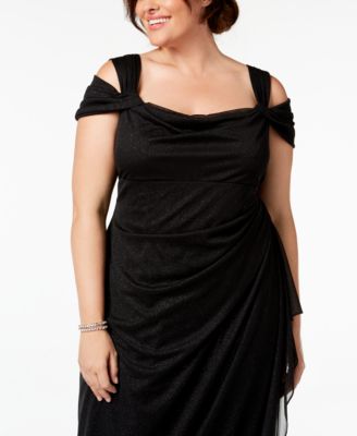 Plus Size Draped Cold-Shoulder Dress