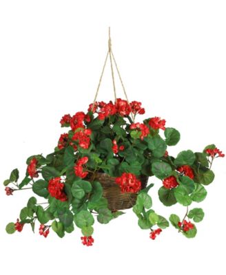 Nearly Natural - Geranium Artificial Plant Hanging Basket