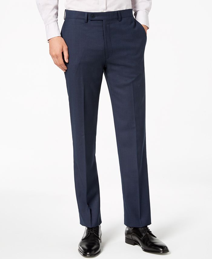 Calvin Klein Men's X-Fit Slim-Fit Stretch Blue/Charcoal Birdseye Suit ...
