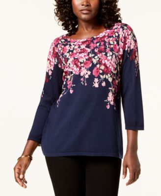 Karen Scott - Petite 3/4-Sleeve Sweater, Created for Macy's