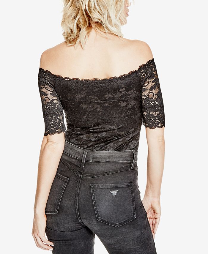 GUESS Dara OffTheShoulder Lace Bodysuit Macy's