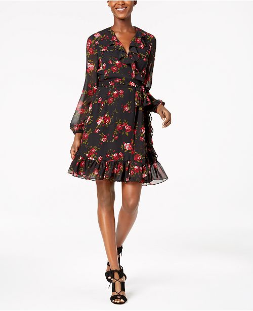 Nine West Floral Ruffled Wrap Dress Created For Macy S Reviews
