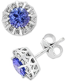 EFFY® Tanzanite (9/10 ct. t.w.) & Diamond (1/3 ct. t.w.) Stud Earrings in 14k White Gold (Also available in Ruby, Emerald & Sapphire)