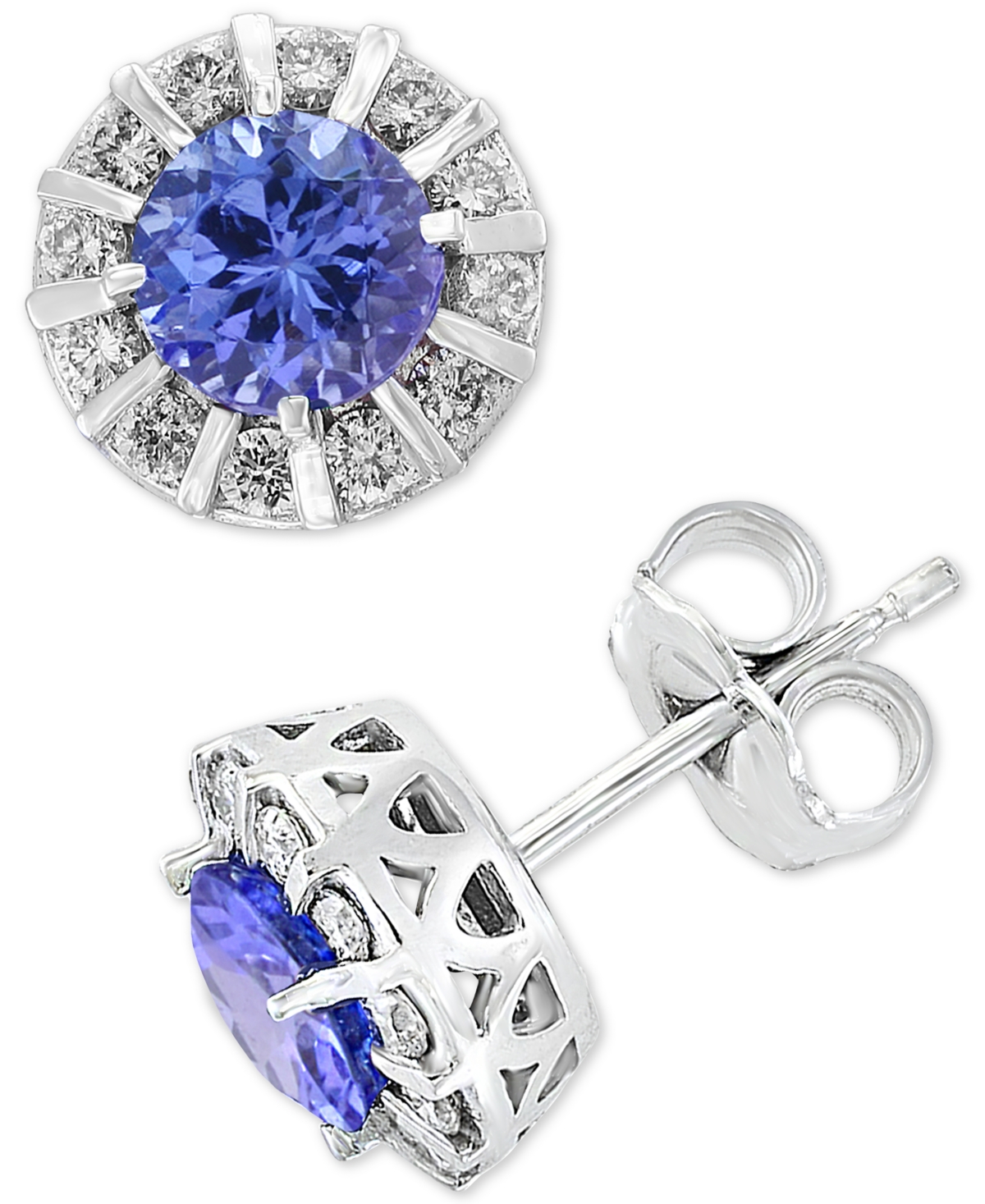 Effy Collection Effy Tanzanite (9/10 Ct. T.w.) & Diamond (1/3 Ct. T.w.) Stud Earrings In 14k White Gold (also Availa In Tanzanite,k White Gold