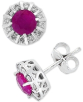 Effy Tanzanite (9/10 ct. t.w.) & Diamond (1/3 ct. t.w.) Stud Earrings in 14k White Gold (Also available in Ruby, Emerald & Sapp