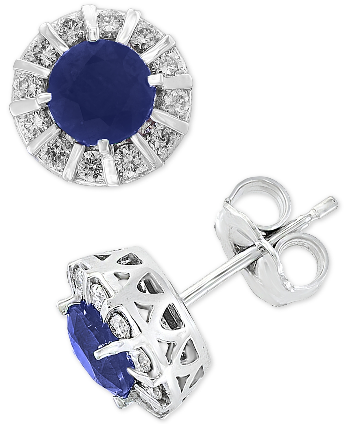 Effy Tanzanite (9/10 ct. t.w.) & Diamond (1/3 ct. t.w.) Stud Earrings in 14k White Gold (Also available in Ruby, Emerald & Sapphire) - Tanzanite/k Yel