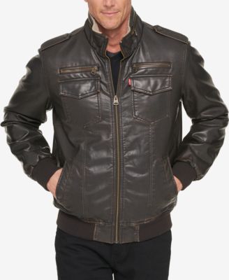 levi's leather bomber jacket mens