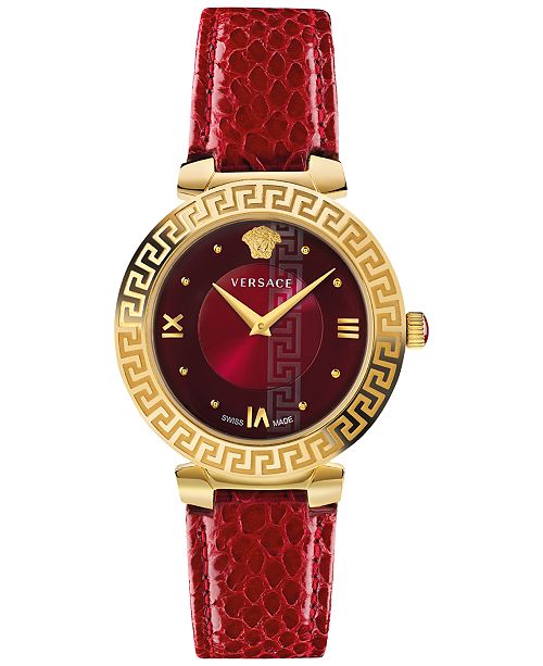 Versace Women's Swiss Daphnis Red Elaphe Leather Strap Watch 35mm ...