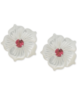 image of Pink Tourmaline (5/8 ct. t.w.) & Mother-of-Pearl Stud Earrings in Sterling Silver