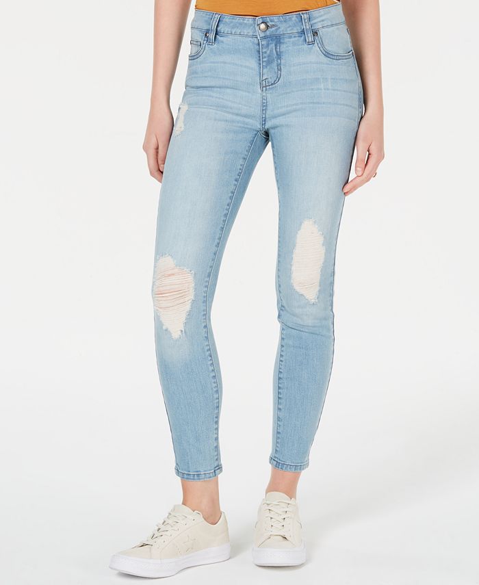 Celebrity Pink Juniors' Ripped Skinny Ankle Jeans - Macy's