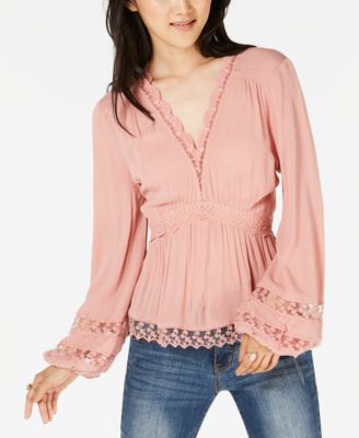 American Rag - Juniors' Lace-Trim V-Neck Blouse