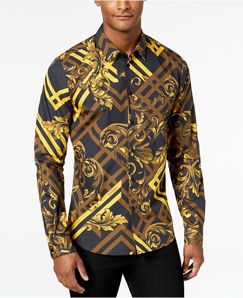 Versace Men's Gold-Printed Shirt & Reviews - Casual Button-Down Shirts - Men - Macy's