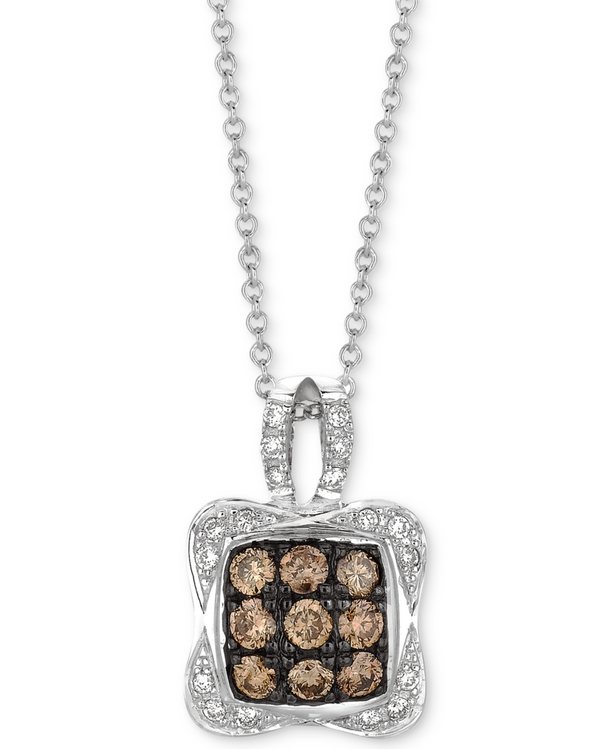 Le Vian Chocolatier Diamond Square Cluster 18" Pendant Necklace (1/2 Ct. T.w.) In 14k White Gold In Gold