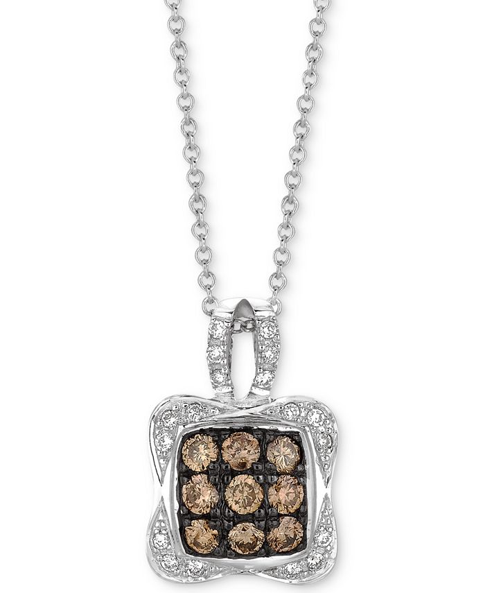 Le Vian - Diamond Square Cluster 18" Pendant Necklace (1/2 ct. t.w.) in 14k White Gold