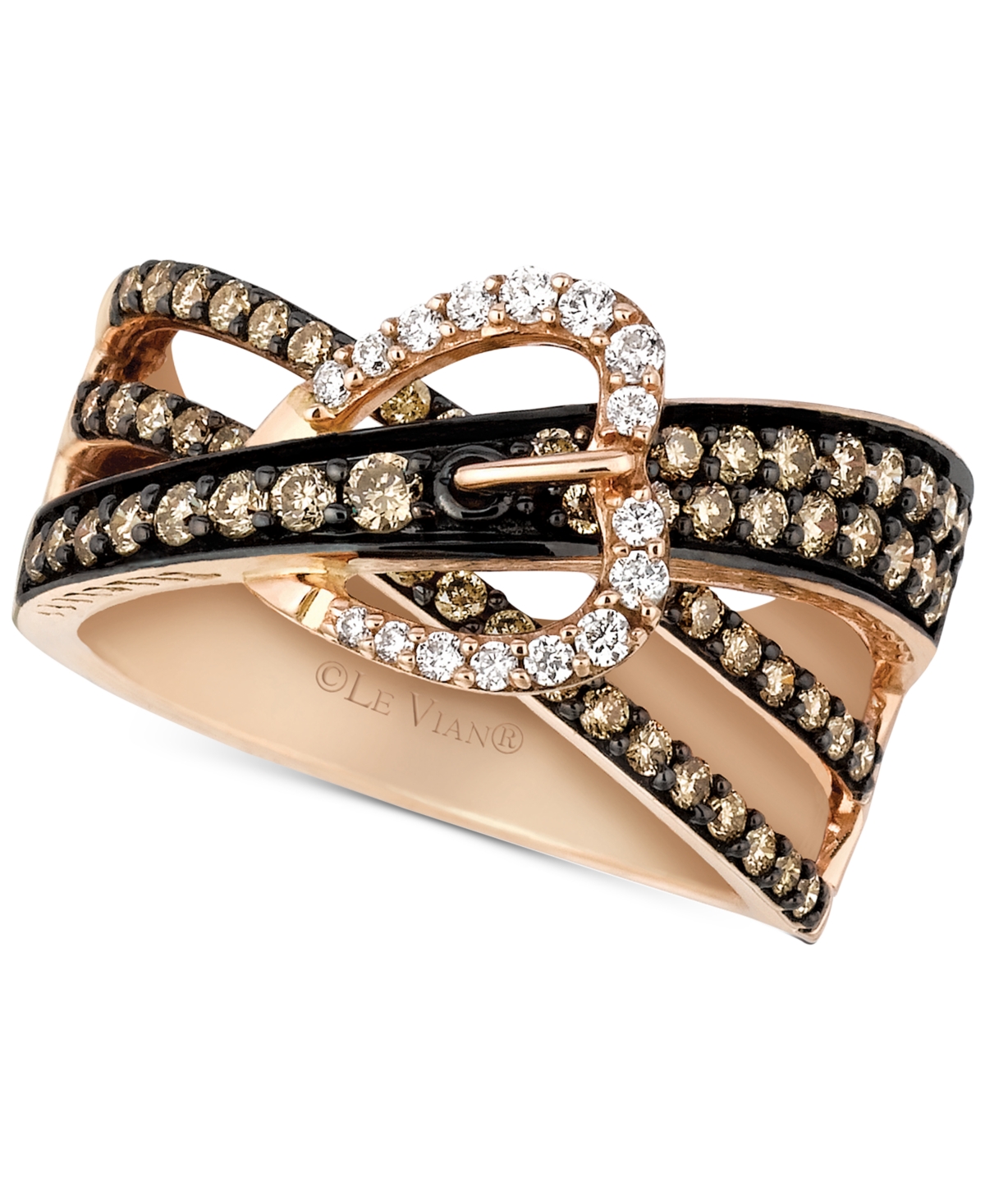 Chocolatier Gladiator Weave Diamond Belt Buckle Ring (9/10 ct. t.w.) in 14k Rose Gold - Rose Gold