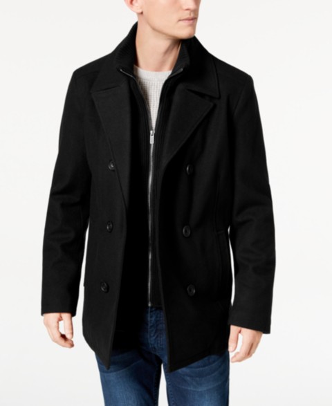 Мужские куртки Kenneth Cole Men's Wool Blend Peacoat with Bib Coat