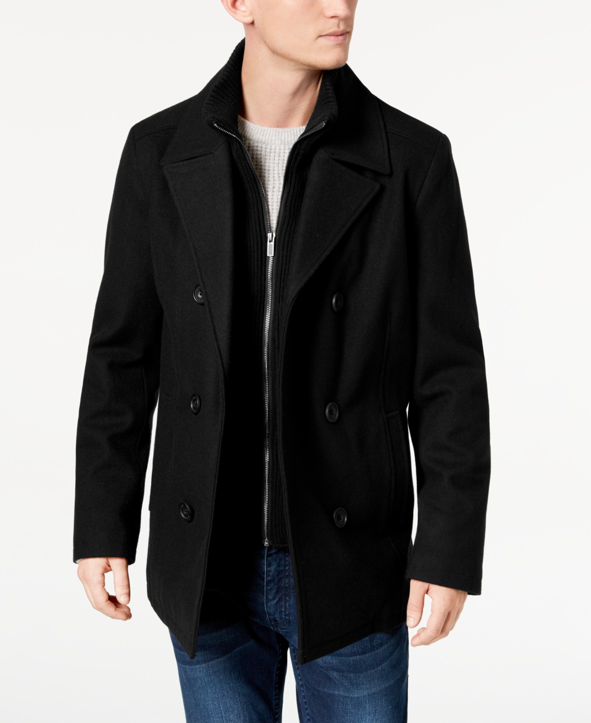 Мужские куртки Kenneth Cole Men's Wool Blend Peacoat with Bib Coat — фото 1