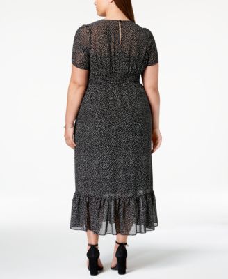 Betsey Johnson Trendy Plus Size Polka Dot Smocked Maxi Dress