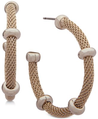Lauren Ralph Lauren - Beaded Mesh Open Hoop Earrings