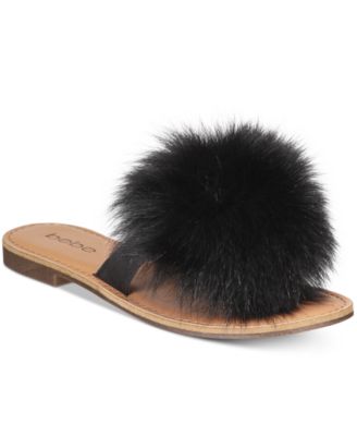 thong fur slippers