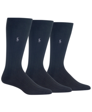 Polo Ralph Lauren Men's 3-Pk Super-Soft Ribbed Dress Socks