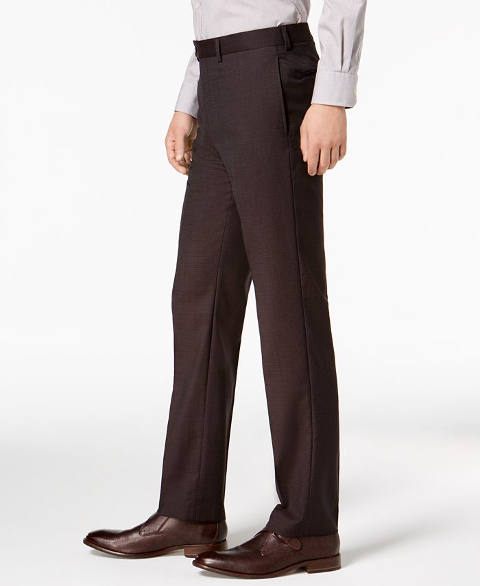 Calvin Klein Men's Slim Fit Check Dress Pants - Brown main image 1
